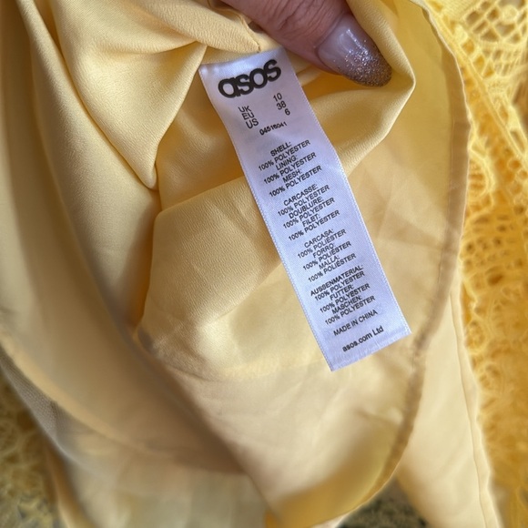 ASOS Yellow Lace Eyelet Dress - beautiful details- US6 - Picture 8 of 8